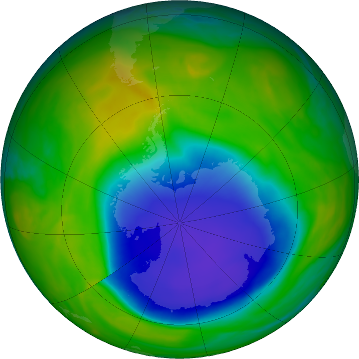 Antarctic ozone map for 13 November 2023